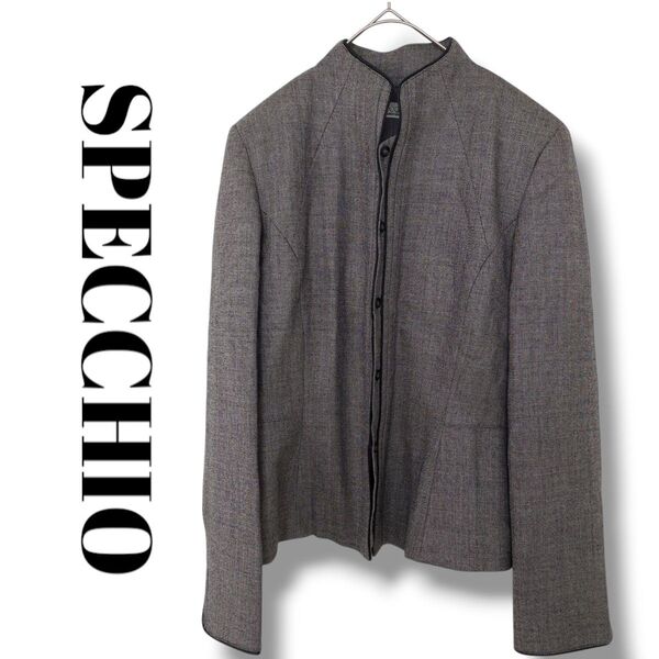 SPECCHIO スペッチオ ノーカラージャケット ウール シルク M