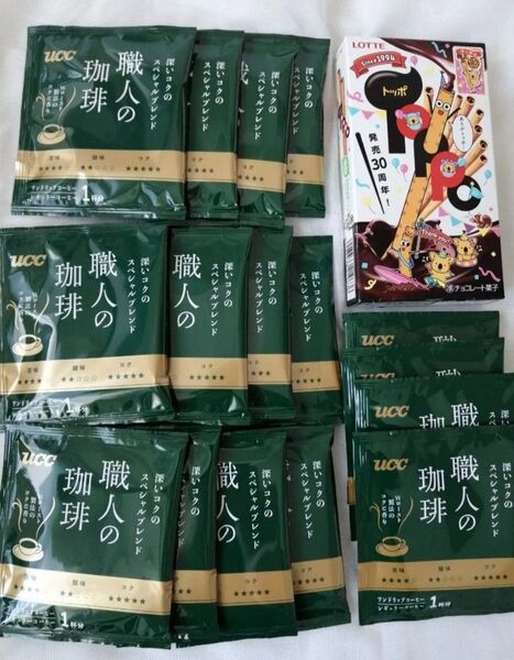 UCC 職人の珈琲 ワンドリップコーヒー マイルドブレンド &ロッテ トッポ チョコレート菓子 (30周年記念限定パッケージ)