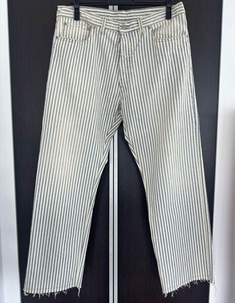 【未使用】マルジェラMaison Margiela USED加工ヒッコリーデニムパンツ