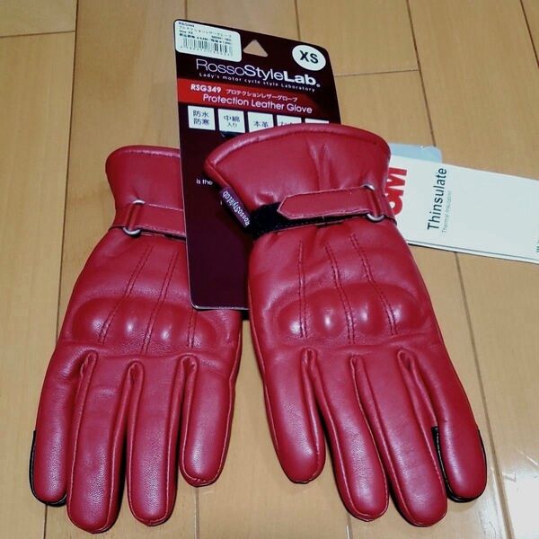 ロッソスタイルラボ レディース バイク レザーグローブ RSG349 レッド 赤 XS 未使用 Rosso Style 本革 女性