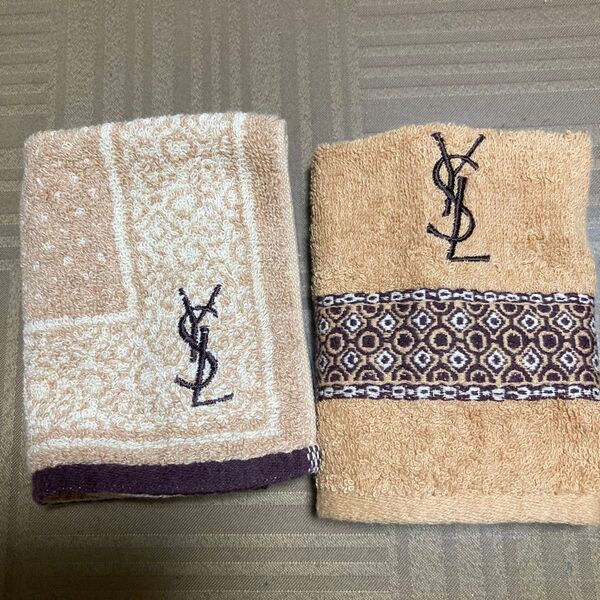 Yves Saint Laurent ハンカチタオル 2枚セット ロゴ刺繍