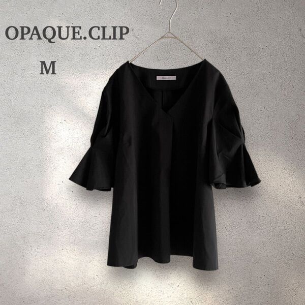 OPAQUE.CLIP トップス M ブラック 黒 オペークドットクリップ 半袖 袖デザイン