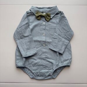 韓国子供服 PETID KID 蝶ネクタイブラウスロンパース 80size
