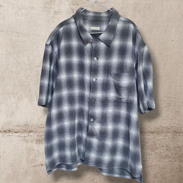 LIDNM 24SS チェック 半袖シャツ オンブレチェック Sサイズ