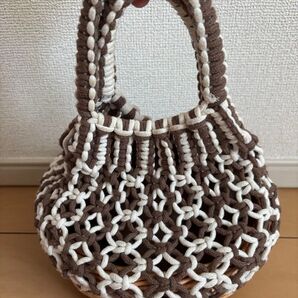 麻ひもバッグ かごバッグ ブラウン ホワイト