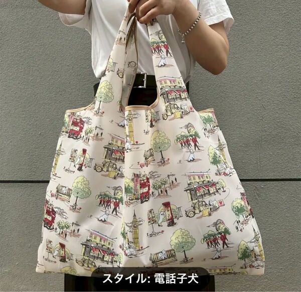 エコバッグ コンパクト 大容量折りたたみ式トートバッグ - 軽量で持ち運びに便利なショッピングバッグ ヨーロッパの街並みエコバッグ