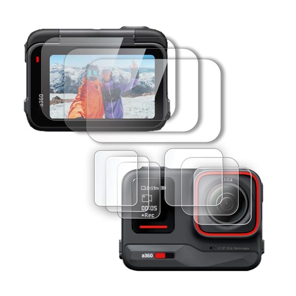 Insta360 Ace Pro ガラスフィルム 保護フィルム 硬度9H 9枚入り 正面画面3枚 サブ画面3枚 背面画面3枚