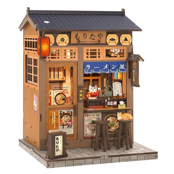 CuteBee DIY ブックヌック キット ドールハウス ミニチュアハウス 3Dウッドクラフトブックエンド LED付き モリタ屋