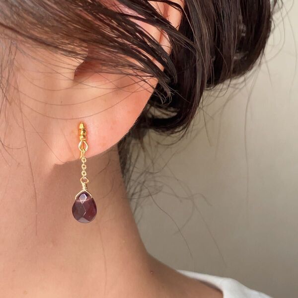 ジェット ゴールド イヤリング ノンホールピアス