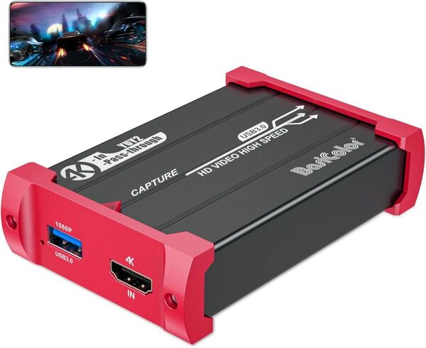キャプチャーボード HDMI 4K30FPSパススルー キャプチャーボードSwitch対応 USB3.0高速伝送