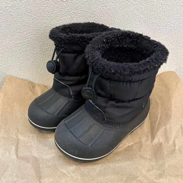ブラック 防寒ブーツ ファー付き スノーブーツ 雪遊び ウィンターブーツ