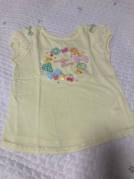 メゾピアノ トップス 130 フルーツ リボン レース Tシャツ 半袖Tシャツ mezzo piano 半袖
