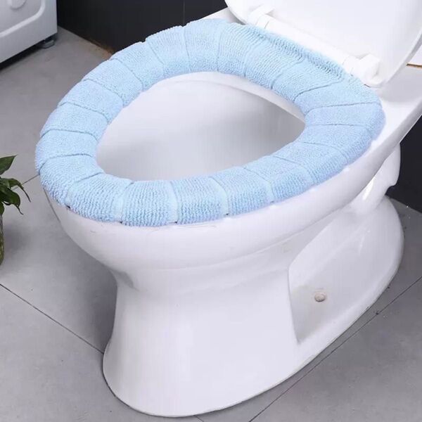 トイレカバー 便座カバー 洗い替え ブルー 便座 O型