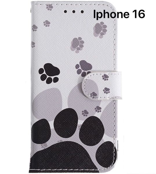 iPhone 16 手帳型 ケース かわいい 肉球 カード入れ ストラップホール付き アイフォン16