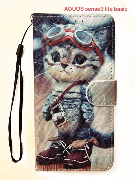 AQUOS sense3 lite basic ケース 手帳型 かわいい 猫 子猫