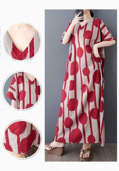 可愛い ドット柄 ワンピース 夏ワンピース ロングワンピース オーバーサイズワンピース 半袖 体型カバー ゆったり モード系