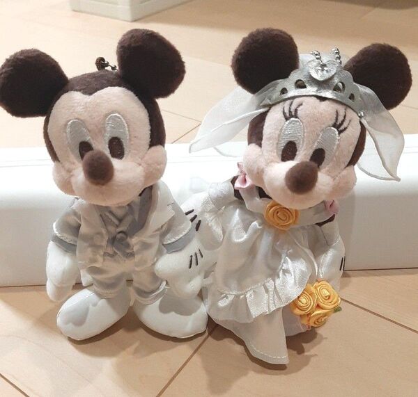 ミッキー&ミニー ウェディング ぬいぐるみバッジ 2個セット