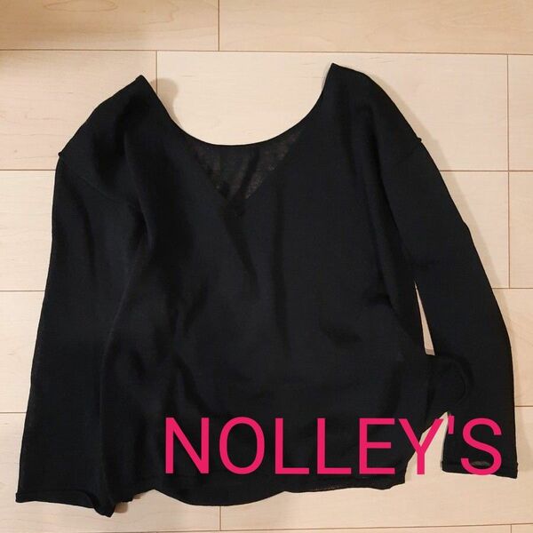 NOLLEY'S シースルー トップス カットソー Vネック 黒 ブラック