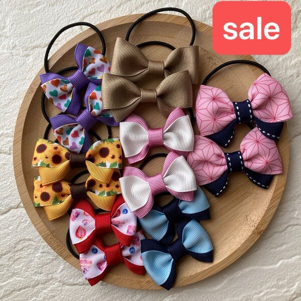☆sale☆Y6-ハンドメイド キッズヘアゴム リボン 14個セット お得価格