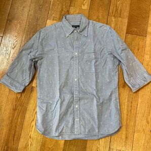 スーツカンパニー SUITS COMPANY 七分袖シャツ ボタンダウン ブルー