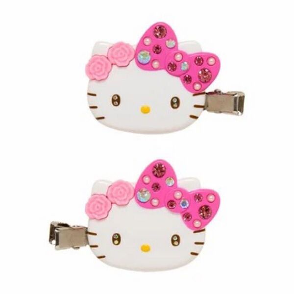 ハローキティ ヘアクリップ 2個セット ピンク ラインストーン