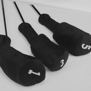 ゴルフヘッドカバー 3個セット 黒 ドライバー用 フェアウェイウッド用