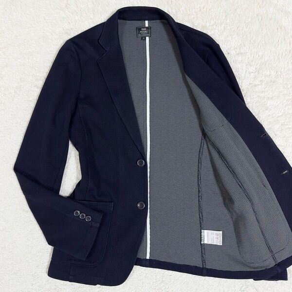 BEAMS HEART/ビームス テーラード アンコンジャケット ストレッチ 伸縮性 ネイビー 紺 M メンズ
