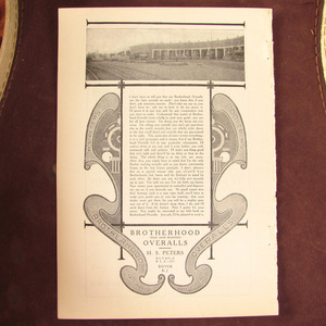 【雑誌広告】1908年 Brotherhood Overalls H.S.Peters カバーオール デニム ワーク レア 古着 オーバーオール ビンテージ