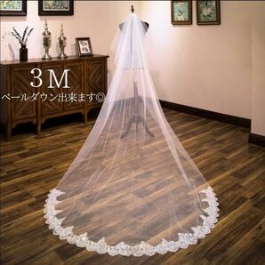 ウェディングベール ロングベール 結婚式 3M ベールダウン 花嫁 ベール ウエディングベール ロング 白 結婚式 ホワイト