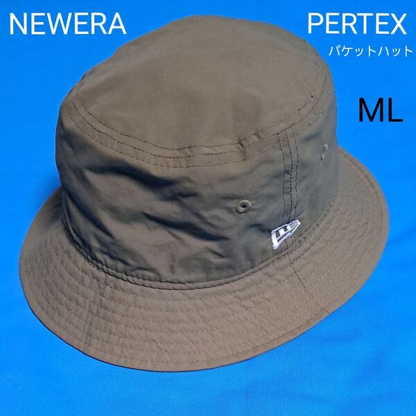 NEWERA バケットハット 帽子 PERTEX オリーブ ハット M L 59cm アウトドア 男女兼用 バケハ ニューエラ