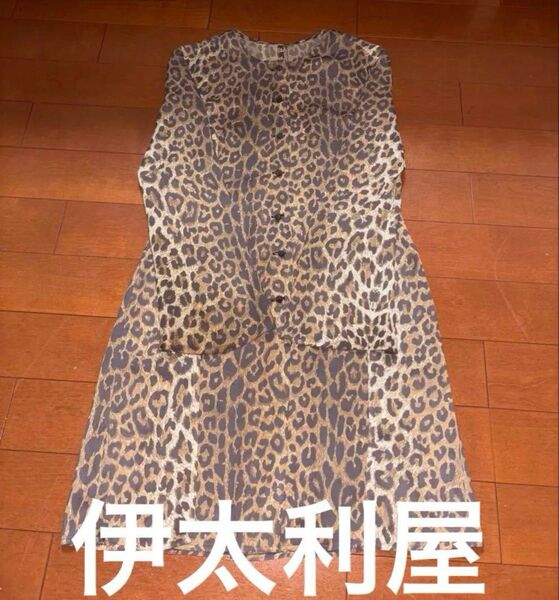 伊太利屋 イタリヤ アニマル柄 薄手 ロングカーディガン 羽織り