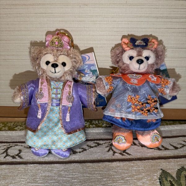 上海ディズニー ダッフィー シェリーメイ ぬいぐるみ キーホルダー 2点セット