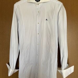 バーバリーブラックレーベル クレリックワイドカラーシャツ Wカフス 長袖 38