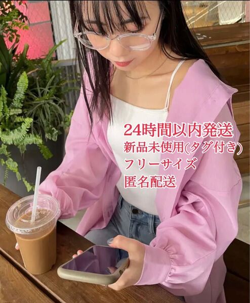 【新品未使用】wego ボリュームスリーブシアーシャツ ピンク