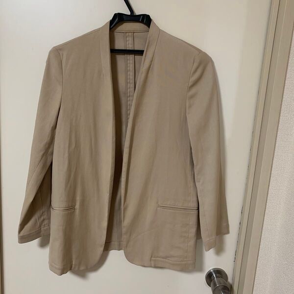 BEAUTY&YOUTH UNITED ARROWS Vカラー ノーカラージャケット ベージュ