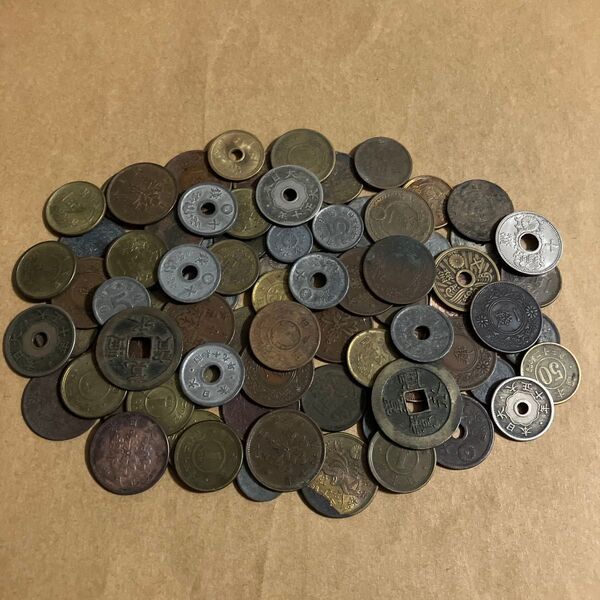 旧貨幣 古銭まとめ80枚 寛永通宝、1銭.10銭など アルミ貨無し (3-10)