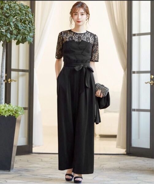 セットアップ パンツドレス 結婚式 ブラック