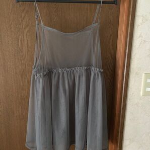 しまむら チュールビスチェ キャミソール グレー L