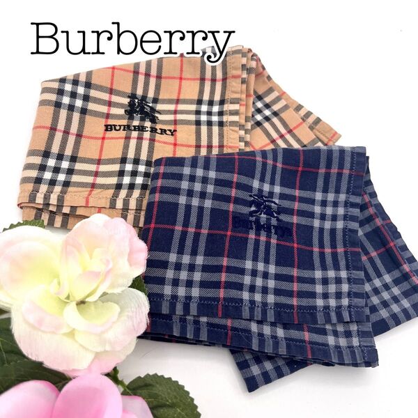 美品 BURBERRY バーバリー ハンカチ チェック柄 ノバチェック柄