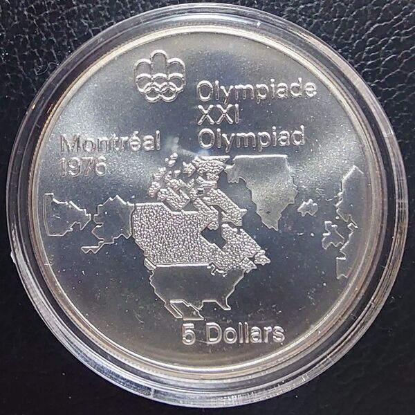 1973年カナダ銀貨 モントリオールオリンピック記念銀貨 北アメリカ地図 silver925