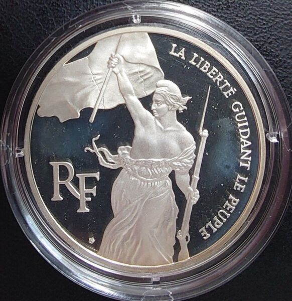 1993年 フランス銀貨 100フラン ルーブル美術館200周年記念銀貨 民衆を導く自由の女神 SV900 プルーフ銀貨