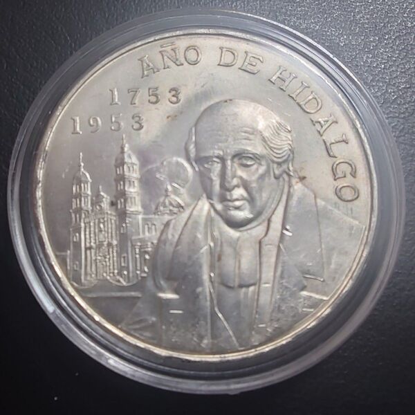 1953年 メキシコ銀貨 5ペソ イダルゴ生誕200周年記念銀貨 silver720