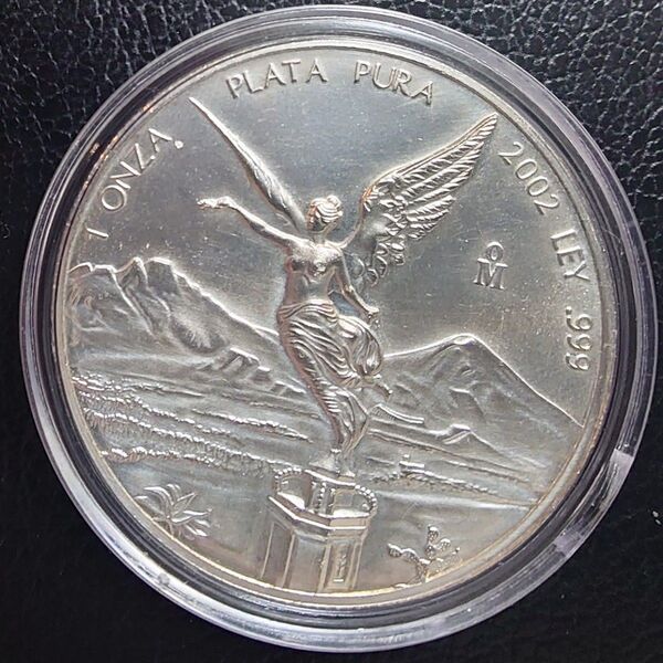 2002年 メキシコ銀貨 1onza 1オンス 勝利の女神リベルタッド silver999 純銀