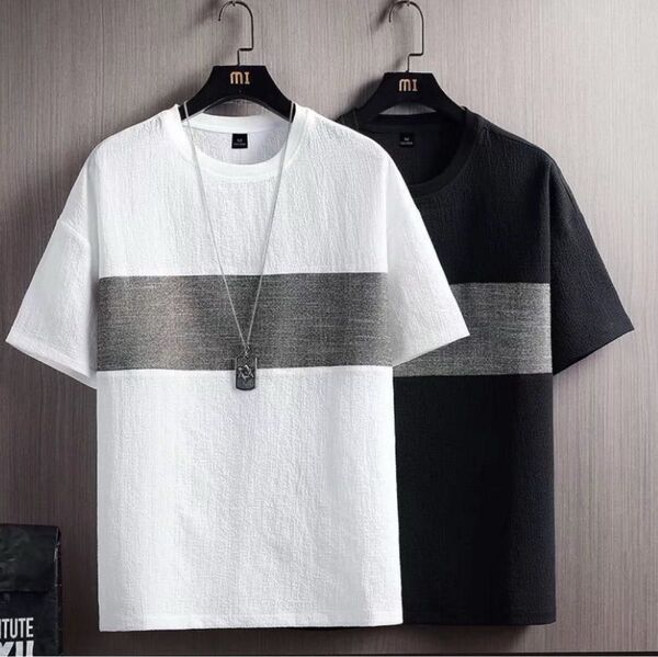 メンズ★ Tシャツ★シンプル★無地★ライン XXLサイズ 黒 ブラック ホワイト 半袖