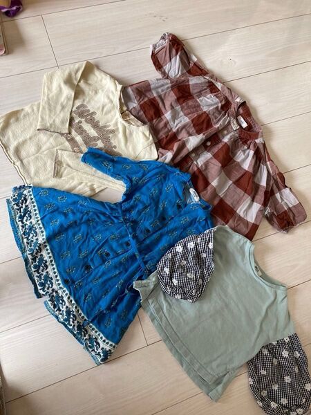 4点セット キムラタン n.o.u.s breeze bebe ワンピース ブラウス ロンT シャツ 90