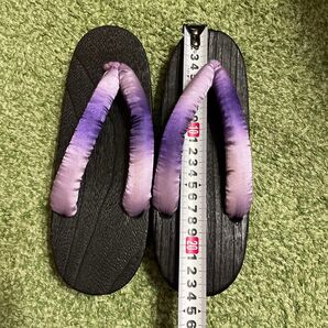 下駄 黒塗り パープル 鼻緒 サンダル
