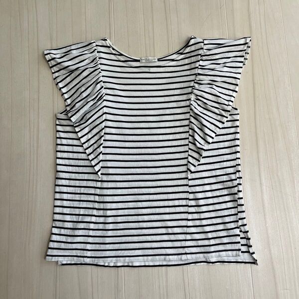 アースミュージックアンドエコロジー ボーダー フレンチスリーブ Tシャツ フリーサイズ