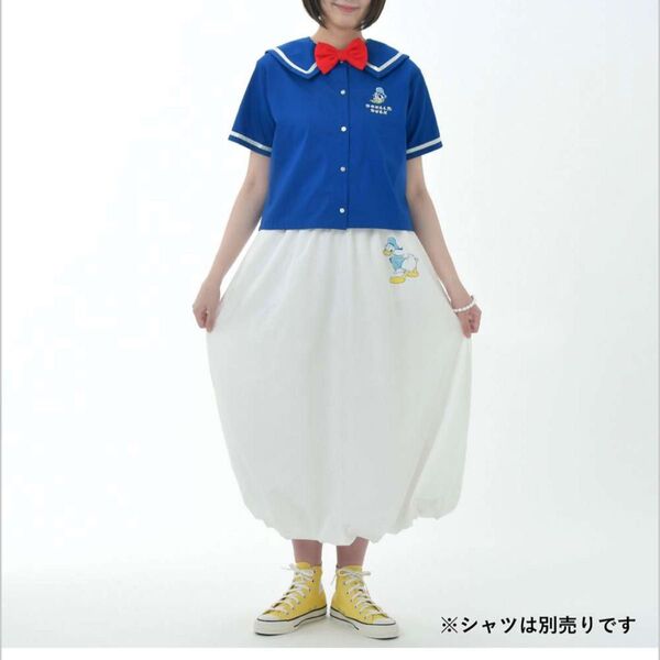 ドナルド スカート ホワイト M DONALD MOKOMOKO BIRTHDAY ディズニー