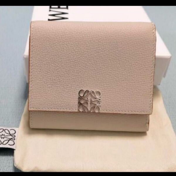 LOEWE ベージュ 三つ折り財布 箱 袋 ロエベ