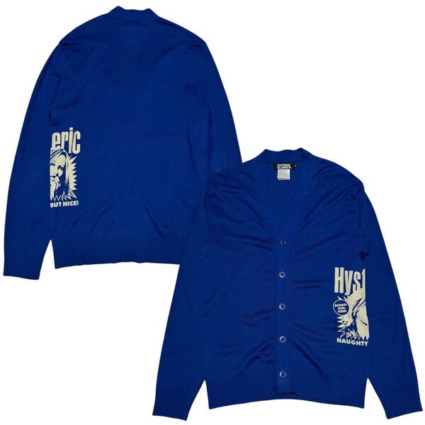 HYSTERIC GLAMOUR ヒステリックグラマー Vネック カーディガン メンズ サイズM ブルー ヒスガール 薄手
